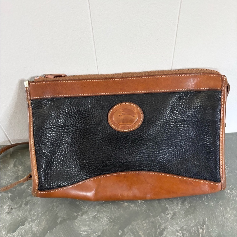 Dooney Bourke Leather Black Brown Shoulder Handbag Bag Purse vintage